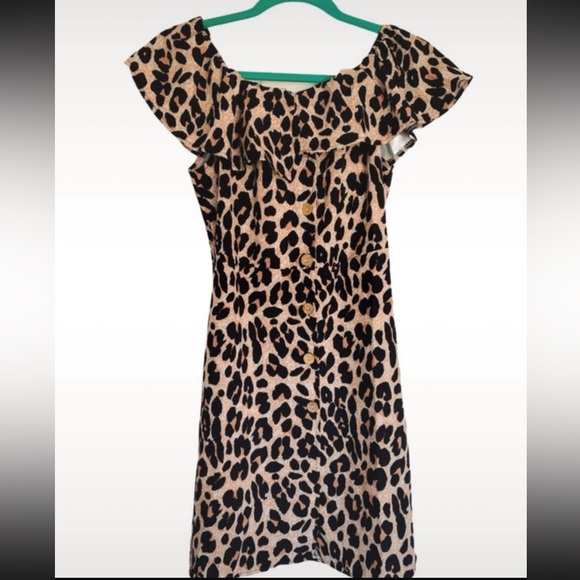 moda italy Dresses & Skirts - COPY - Animal print off the shoulder dress  Size M